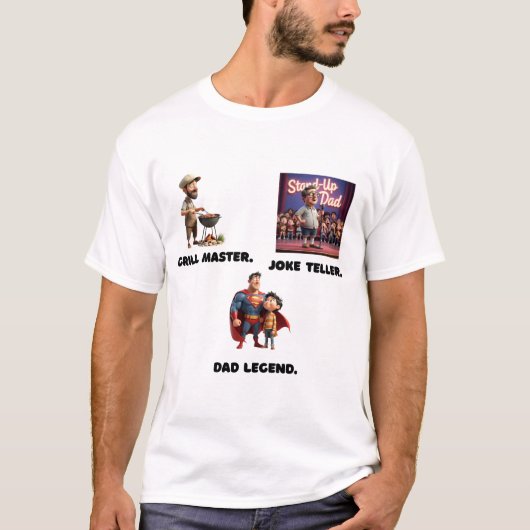 Grill Meester. Grappenmaker. Legendarische Papa. T-shirt (Voorkant)