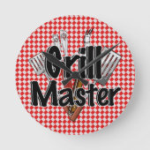 Grill Meester met BBQ-gereedschap Ronde Klok (Voorkant)
