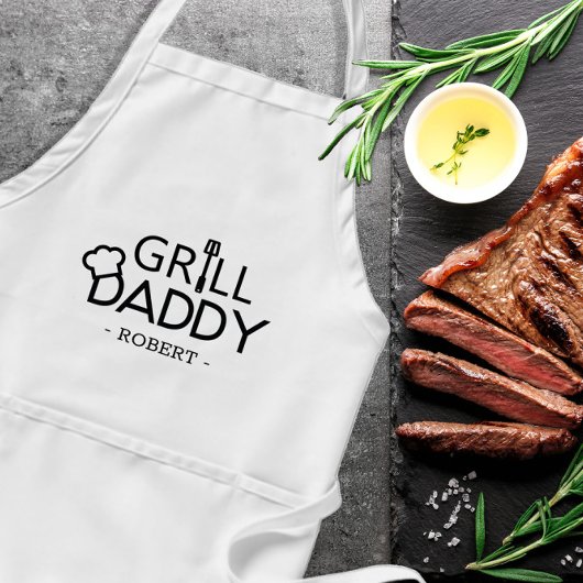 Grill Papa Gepersonaliseerde Vaderdag Gift Standaard Schort