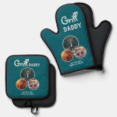 Grill papa Modern Oval 3 Fotopriester Dag Ovenwant & Pannenlap Set (Voorkant / Achterkant)