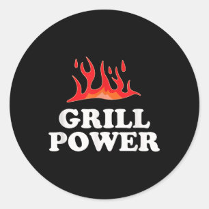 Grill Power - Grappig Barbeque BBQ Slogan Gezegde Ronde Sticker