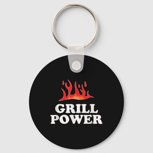 Grill Power - Grappig Barbeque BBQ Slogan Gezegde Sleutelhanger (Voorkant)