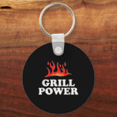 Grill Power - Grappig Barbeque BBQ Slogan Gezegde Sleutelhanger (Voorkant)