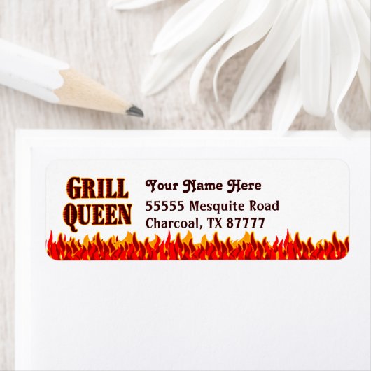 Grill Queen BBQ Slogan Aangepaste Retour Adres Lab Etiket (Insitu)