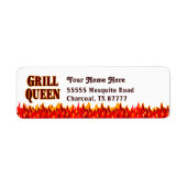 Grill Queen BBQ Slogan Aangepaste Retour Adres Lab Etiket (Voorkant)