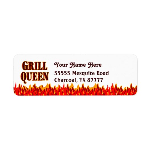 Grill Queen BBQ Slogan Aangepaste Retour Adres Lab Etiket (Voorkant)