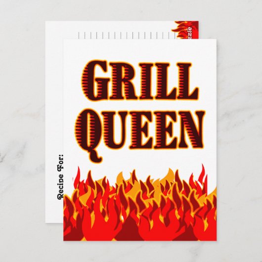 Grill Queen Custom Recipe Card Briefkaart (Voorkant / Achterkant)