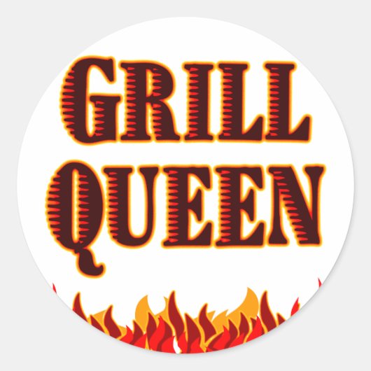 Grill Queen Funny BBQ Gezegde Ronde Sticker (Voorkant)