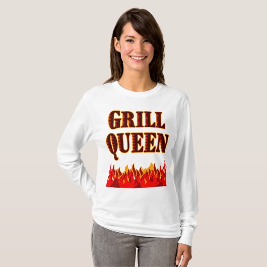 Grill Queen Funny BBQ Gezegde T-shirt (Voorkant volledig)