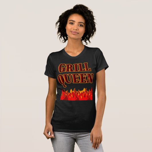 Grill Queen Funny BBQ Gezegde T-shirt (Voorkant volledig)