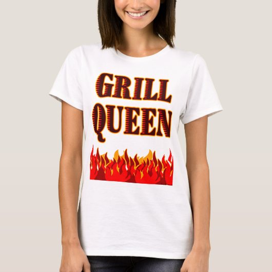 Grill Queen Funny BBQ Gezegde T-shirt (Voorkant)