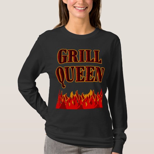 Grill Queen Funny BBQ Gezegde T-shirt (Voorkant)