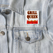 Grill Queen Funny BBQ Gezegde Vierkante Button 5,1 Cm (In situ)