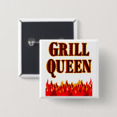 Grill Queen Funny BBQ Gezegde Vierkante Button 5,1 Cm (Voorkant /achterkant)