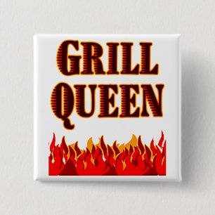 Grill Queen Funny BBQ Gezegde Vierkante Button 5,1 Cm
