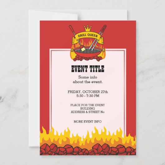 Grill Queen Magnetische Uitnodiging (Voorkant)
