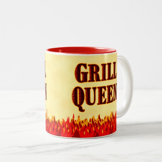 Grill Queen Red Flames BBQ Gezegde Mok (Voorkant rechts)