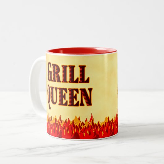 Grill Queen Red Flames BBQ Gezegde Mok (Voorkant links)
