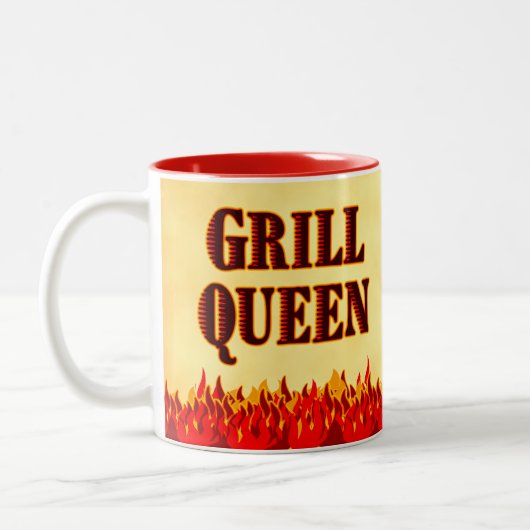 Grill Queen Red Flames BBQ Gezegde Mok (Links)