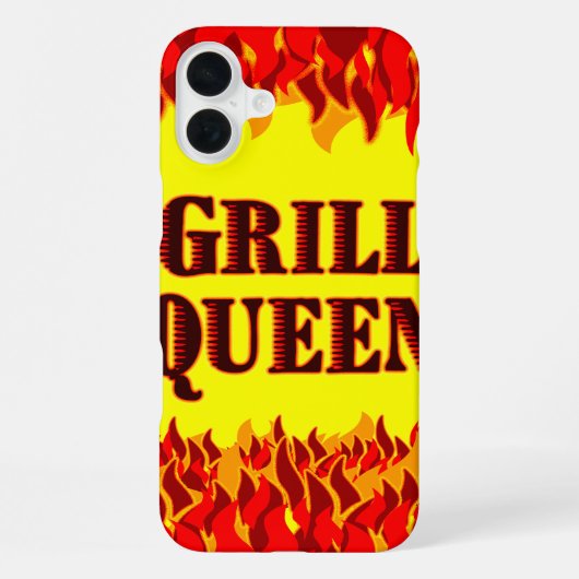 Grill Queen Red Flames BBQ iPhone Case Hoesje (Achterkant)