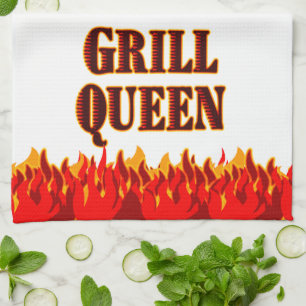 Grill Queen Red Flames BBQ Keukenhanddoek