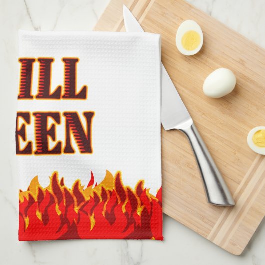 Grill Queen Red Flames BBQ Keukenhanddoek (Quarter Fold)