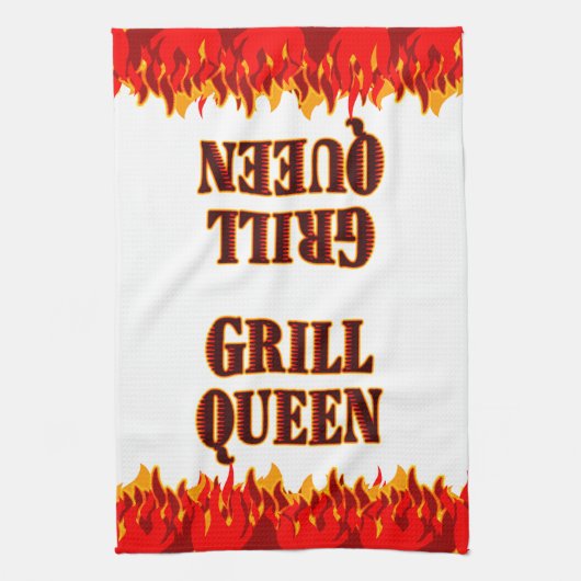 Grill Queen Red Flames BBQ Keukenhanddoek (Verticaal)