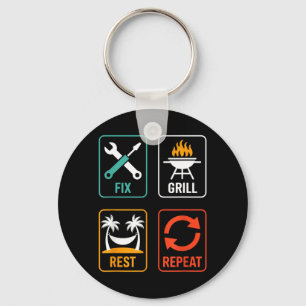 Grill repareren Rust Herhaal Grappige BBQ Grillen  Sleutelhanger