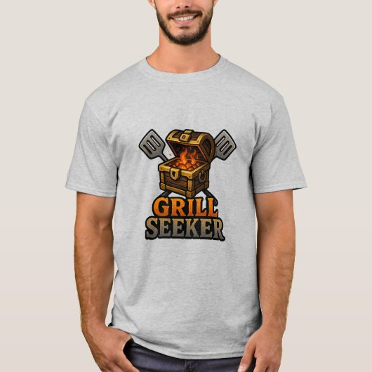 Grill Seeker - Grappige BBQ avonturier Foodie T-shirt (Voorkant)