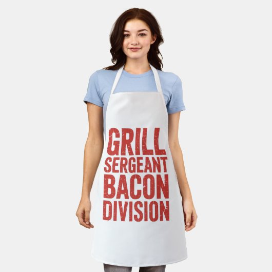 Grill Sergeant Bacon Division Grappige BBQ Vleesli Schort (Gedragen)