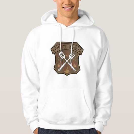 Grill Sergeant Badge Ontwerp met Spatel en Vork Hoodie (Voorkant)