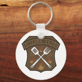 Grill Sergeant Badge Ontwerp met Spatel en Vork Sleutelhanger (Achterkant)