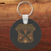 Grill Sergeant Badge Ontwerp met Spatel en Vork Sleutelhanger (Voorkant)