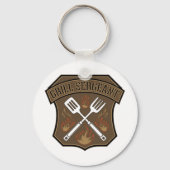Grill Sergeant Badge Ontwerp met Spatel en Vork Sleutelhanger (Achterkant)