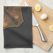 Grill Sergeant Badge Ontwerp met Spatel en Vork Theedoek (Quarter Fold)