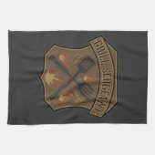 Grill Sergeant Badge Ontwerp met Spatel en Vork Theedoek (Horizontaal)