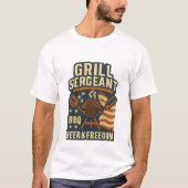 Grill Sergeant – BBQ, bier en vrijheid T-shirt (Voorkant)