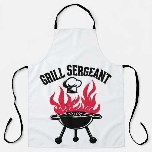 Grill Sergeant BBQ Dad Funny Party Schort (Voorkant)