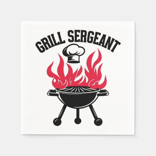Grill Sergeant BBQ Dad Funny Party Servet (Voorkant)