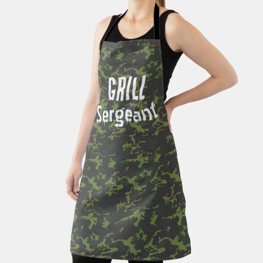 Grill Sergeant Camo Funny Bbq Mannen Long Apron Schort (Insitu)