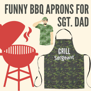 Grill Sergeant Camo Funny Bbq Mannen Long Apron Schort