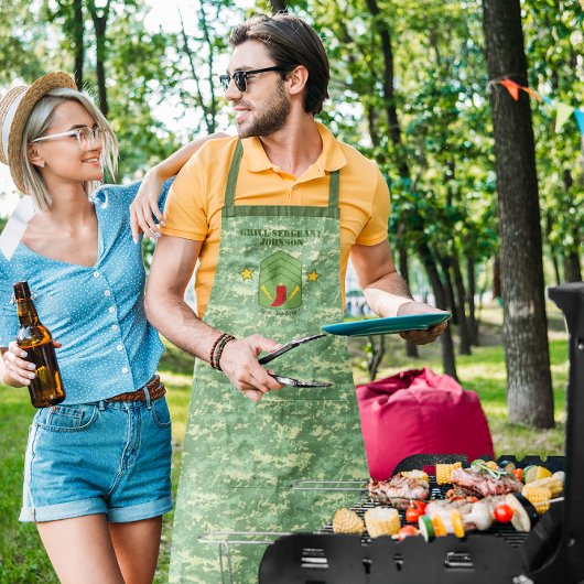 Grill Sergeant Camo gepersonaliseerd grillen Schor Schort