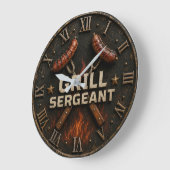 Grill Sergeant Funny BBQ Grill Master Barbecue  Grote Klok (Hoek)