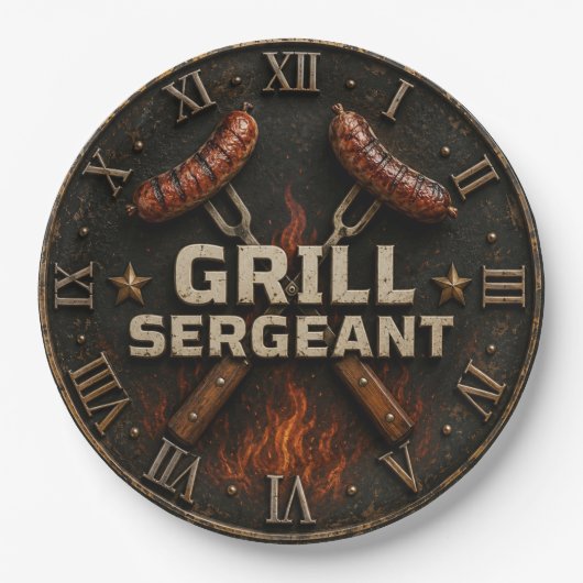 Grill Sergeant Funny BBQ Grill Master Barbecue Papieren Bordje (Voorkant)