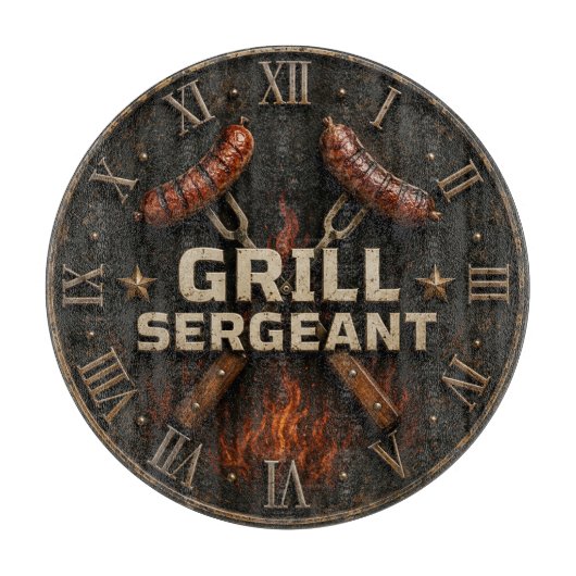 Grill Sergeant Funny BBQ Grill Master Barbecue Snijplank (Voorkant)
