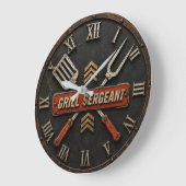 Grill Sergeant Funny BBQ Grill Master Man Cave Grote Klok (Hoek)