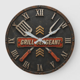 Grill Sergeant Funny BBQ Grill Master Man Cave  Grote Klok