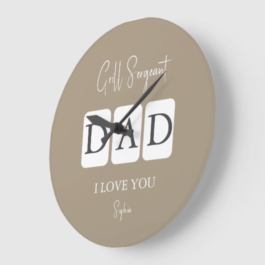 Grill Sergeant Pa Ik hou van je naam Gepersonalise Grote Klok (Hoek)