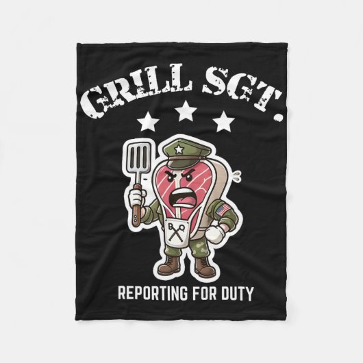 Grill Sgt. Grappige Bbq Barbecue Fleece Deken (Voorkant)