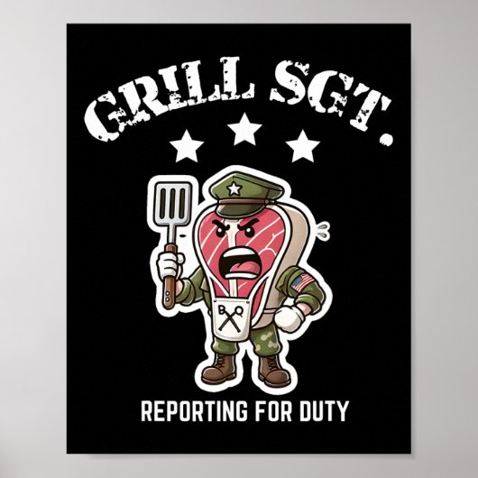 Grill Sgt. Grappige Bbq Picknick Poster (Voorkant)